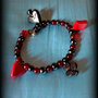 Bracciale perle nere/rosse poker in fimo