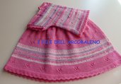 Gonnellina  e maglietta di lana rosa e melange per bimba
