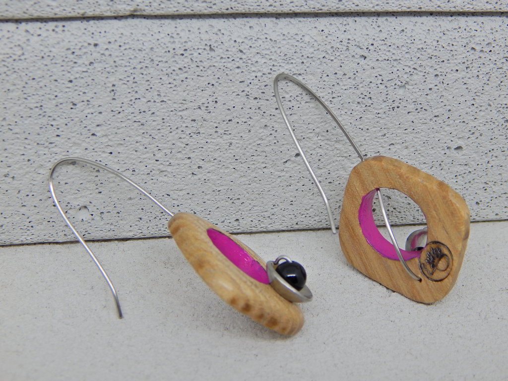 20 Pezzi Orecchini A Cerchio In Legno 4 Cm Diametro - Foto 3