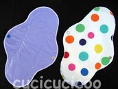 assorbente ultra impermeabile lavabile (viola e pallini colorati) / ultra waterproof cloth menstrual sanitary pad