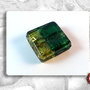 30 Perle Vetro Bicolore - Quadrato Piatto - 21 x 5 mm - Verde Acido - Verde Petrolio