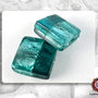 30 Perle Vetro Bicolore - Quadrato Piatto - 21 x 5 mm - Verde Acqua - Verde Petrolio