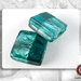 30 Perle Vetro Bicolore - Quadrato Piatto - 21 x 5 mm - Verde Acqua - Verde Petrolio