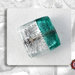 30 Perle Vetro Bicolore - Quadrato Piatto - 21 x 5 mm - Verde Scuro - Bianco Ghiacciato