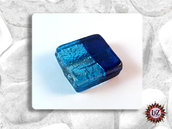 30 Perle Vetro Bicolore - Quadrato Piatto - 21 x 5 mm - Azzurro -Blu