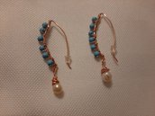  orecchini perle e turchesi