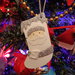 Decorazione natalizia a forma di calza color bianco/argento per l' albero di Natale 