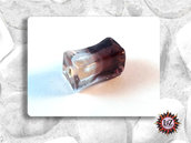 100 Perle vetro - rettangolo bicolore - 8x15 mm - Colore: Viola - Trasparente