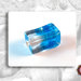 100 Perle vetro - rettangolo bicolore - 8x15 mm - Colore: Azzurro - Trasparente
