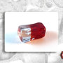 100 Perle vetro - rettangolo bicolore - 8x15 mm - Colore: Rosso - Trasparente
