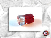 100 Perle vetro - rettangolo bicolore - 8x15 mm - Colore: Rosso - Trasparente