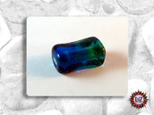 100 Perle vetro - rettangolo bicolore - 8x15 mm - Colore: Blu - Verde petrolio