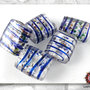 20 Perle Vetro Bianco Righe blu 25 x 20 x 5 mm - rettangolo