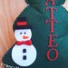 Alberello personalizzato con nome pupazzo di neve idea regalo originale natalizia da appendere bambini amici famiglia,creazioni natalizie artigianali per la casa e da appendere all'albero di Natale,decorazione imbottita verde primo natale
