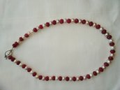Collana di Agata rossa abbinata con Perle d'Acqua dolce