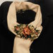 accessorio bouquet di piccoli fiori e foglie di stoffa mod.ovale