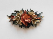 accessorio bouquet di piccoli fiori e foglie di stoffa mod.ovale