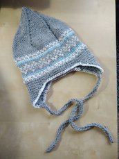 berretto ai ferri lana neonato/bambino, berretto con paraorecchie, berretto peruviano fatto a mano,cappellino bebè ai ferri - cuffia neonato