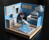 Modellino legno camera bambino azzurro personalizzabile