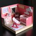 Modellino legno camera bambina rosa personalizzabile