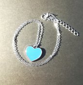 Collana elegante cuore argento azzurro idea regalo amore amicizia