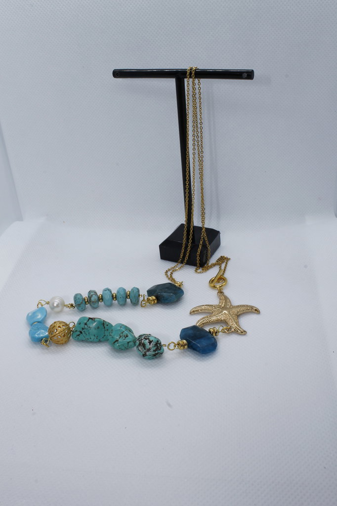 Treasure Bay - Splendida collana da donna con pietre turchesi naturali da 6-16 mm, Turchese
