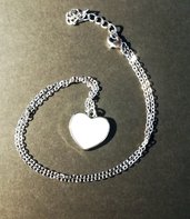 Collana elegante cuore argento bianco idea regalo amore amicizia