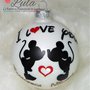 Pallina di Natale in vetro I love you Topolino e Minnie innamorati! Personalizzata con nomi! idea regalo amore ragazza lei bacio cuore