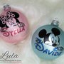 Pallina di Natale in vetro con Topolino & Minnie personalizzata con nome!