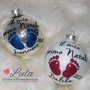 Pallina di Natale in vetro "Il mio primo Natale" con impronte piedini e personalizzata con nome! idea regalo neo mamma neonato