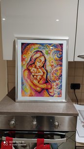 Quadro diamond painting mamma con il bambino 