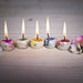 Confezione 5 Candeline Multicolori Con Aromi Misti In Ceramica "Cuoricino"