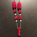 collana regolabile in corallo rosso, perle sintetiche, elementi in madreperla e  resina