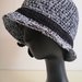 Cappello donna ciniglia grigio/azzurro e lana nera