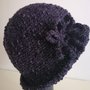 Cappello donna lana nera e viola