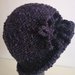 Cappello donna lana nera e viola