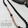 Collana lunga nera e rosa antico