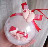 Bebè sfera fimo piedini Primo Natale