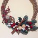 Ghirlanda natalizia in filo di corda intrecciato, corona natalizia, pino stabilizzato,bacche resina legno, renna
