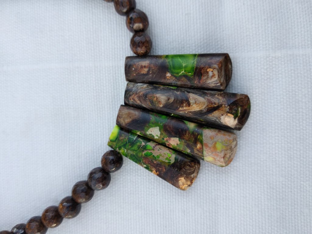 Collier En Jaspe Vert Et Perles Avec Fermoir En Argent 925 - Fabriqué En Italie - Longueur ~45 Cm - Neuf Avec étiquettes