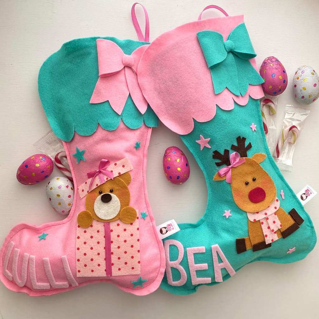 Calze Natalizie In Velluto Volpe - Set Di 2, 20x40cm, Per Regali E Dolcetti, Riutilizzabili - Foto 4