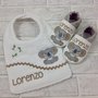 Coordinato bavaglia e scarpine Koala personalizzato con nome - bimbi neonati 6/12 mesi