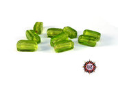 150 Perle vetro - rettangolo  - 12x5 mm - Colore: Verde Acido - Tonalità: Trasparente