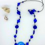 Collana con ciondolo in plastica e perline in fimo, vetro e lana cotta