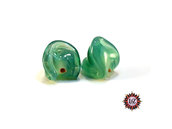 40 Perle Vetro - forma gnocchetto - 11x13 mm - Verde Petrolio  - Tonalità: marmorata 
