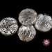 15 Perle Vetro-33x5 mm-Tondo Piatto-Bianco Ghiaccio-foglia argento spezzata-KV32-BG