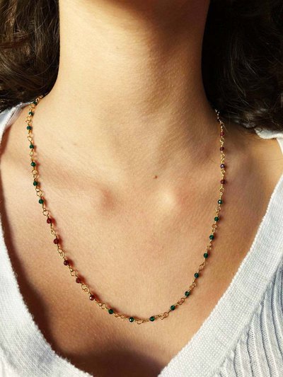 Collana Donna Placcata Oro Delicata Con Pietre Di Smeraldo Granato Su Misshobby