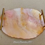 Vassoio in resina marmorizzata rosa, oro e bianco