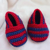 Espadrillas neonato uncinetto lana merinos ottima idea regalo nascita corredino 