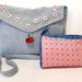 Borsa jeans con Pochette a fiori realizzate interamente a mano